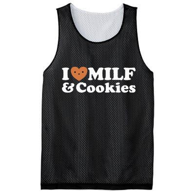 I Heart Milf & Cookies Funny Milk Love Hot Sweet Moms Joke Mesh Reversible Basketball Jersey Tank