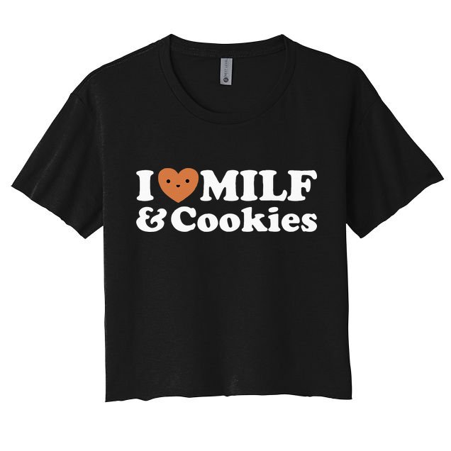 I Heart Milf & Cookies Funny Milk Love Hot Sweet Moms Joke Crop Top
