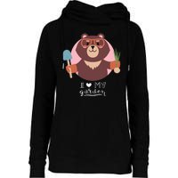 I Heart My Garden Bear Gardening Love Womens Funnel Neck Pullover Hood