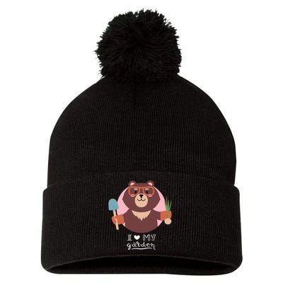 I Heart My Garden Bear Gardening Love Pom Pom 12in Knit Beanie