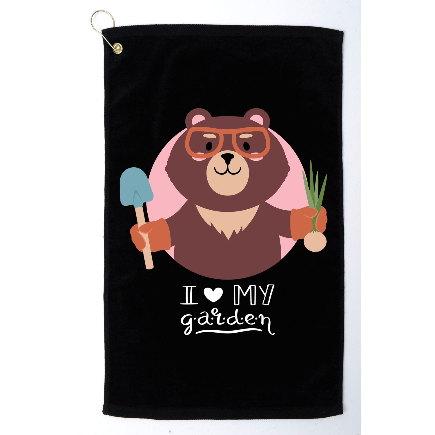 I Heart My Garden Bear Gardening Love Golf Towel