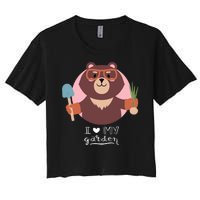 I Heart My Garden Bear Gardening Love Women's Crop Top Tee