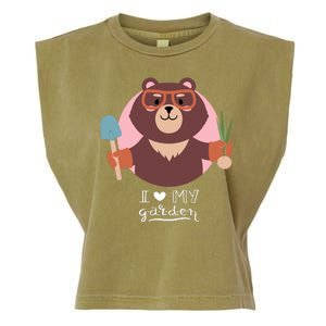 I Heart My Garden Bear Gardening Love Garment-Dyed Women's Muscle Tee