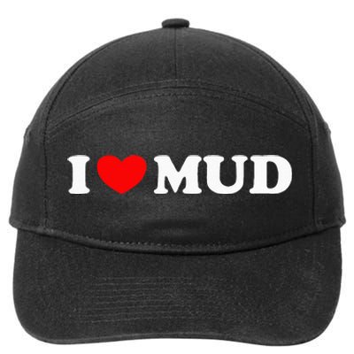 I Heart Mud I Love Mud ATV Quad Four Wheeler Funny Mudding 7-Panel Snapback Hat