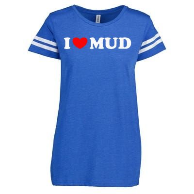 I Heart Mud I Love Mud ATV Quad Four Wheeler Funny Mudding Enza Ladies Jersey Football T-Shirt