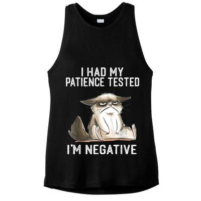 I Had My Patience Tested I'm Negative Cat Funny Sarcasm Ladies PosiCharge Tri-Blend Wicking Tank