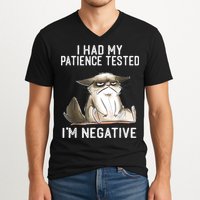 I Had My Patience Tested I'm Negative Cat Funny Sarcasm V-Neck T-Shirt