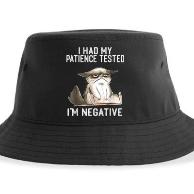 I Had My Patience Tested I'm Negative Cat Funny Sarcasm Sustainable Bucket Hat