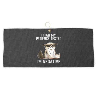I Had My Patience Tested I'm Negative Cat Funny Sarcasm Large Microfiber Waffle Golf Towel
