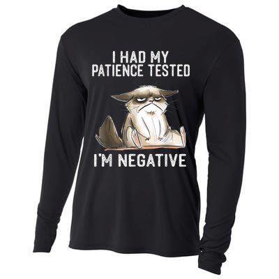 I Had My Patience Tested I'm Negative Cat Funny Sarcasm Cooling Performance Long Sleeve Crew