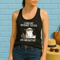 I Had My Patience Tested I'm Negative Cat Funny Sarcasm Womens Tank Top
