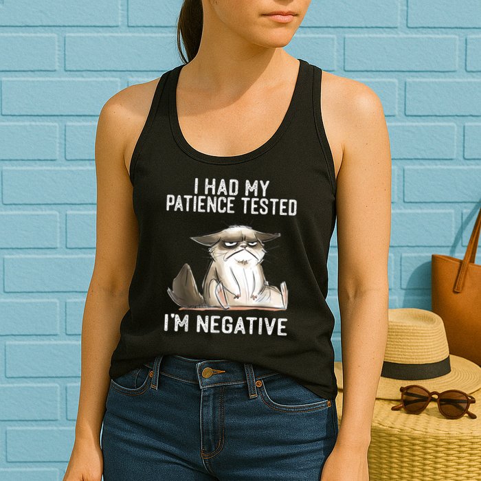 I Had My Patience Tested I'm Negative Cat Funny Sarcasm Womens Tank Top