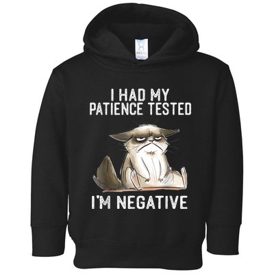 I Had My Patience Tested I'm Negative Cat Funny Sarcasm Toddler Hoodie