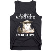 I Had My Patience Tested I'm Negative Cat Funny Sarcasm Tank Top