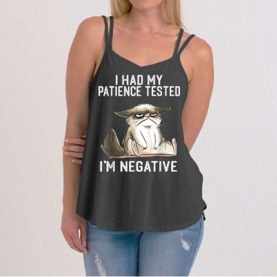 I Had My Patience Tested I'm Negative Cat Funny Sarcasm Women's Strappy Tank