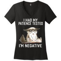 I Had My Patience Tested I'm Negative Cat Funny Sarcasm Women's V-Neck T-Shirt