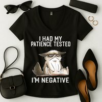 I Had My Patience Tested I'm Negative Cat Funny Sarcasm Women's V-Neck T-Shirt