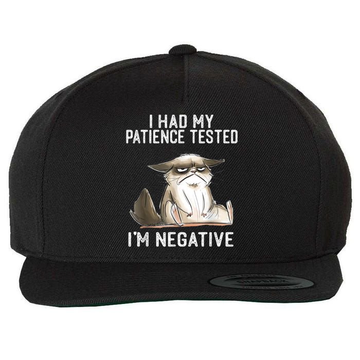 I Had My Patience Tested I'm Negative Cat Funny Sarcasm Wool Snapback Cap