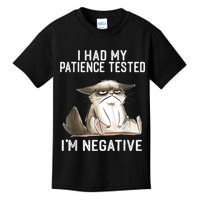 I Had My Patience Tested I'm Negative Cat Funny Sarcasm Kids T-Shirt