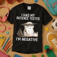 I Had My Patience Tested I'm Negative Cat Funny Sarcasm Kids T-Shirt