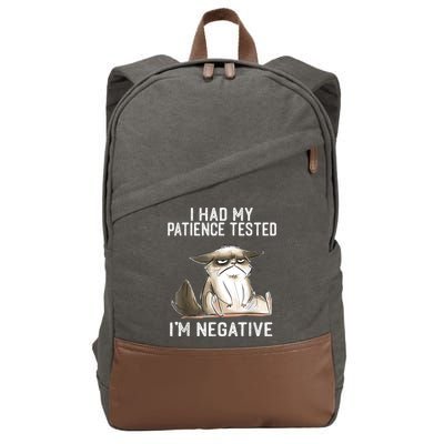 I Had My Patience Tested I'm Negative Cat Funny Sarcasm Cotton Canvas Backpack
