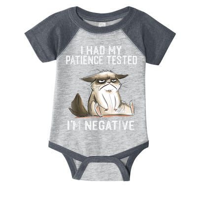 I Had My Patience Tested I'm Negative Cat Funny Sarcasm Infant Baby Jersey Bodysuit