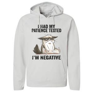 I Had My Patience Tested I'm Negative Cat Funny Sarcasm Performance Fleece Hoodie