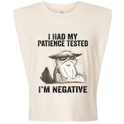 I Had My Patience Tested I'm Negative Cat Funny Sarcasm Garment-Dyed Women's Muscle Tee