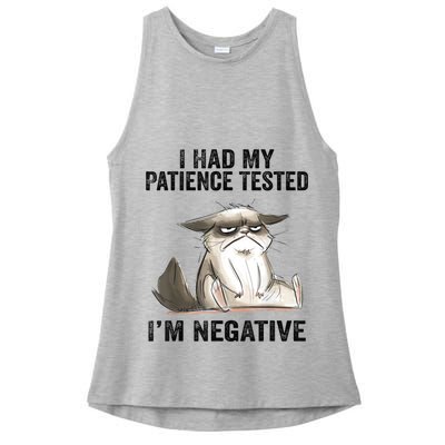 I Had My Patience Tested I'm Negative Cat Funny Sarcasm Ladies PosiCharge Tri-Blend Wicking Tank