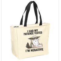 I Had My Patience Tested I'm Negative Cat Funny Sarcasm Zip Tote Bag