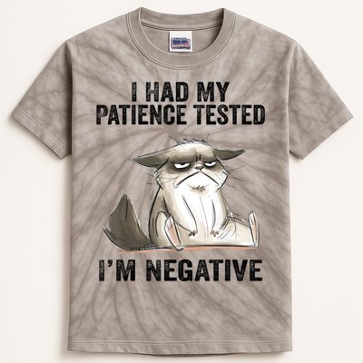 I Had My Patience Tested I'm Negative Cat Funny Sarcasm Kids Tie-Dye T-Shirt