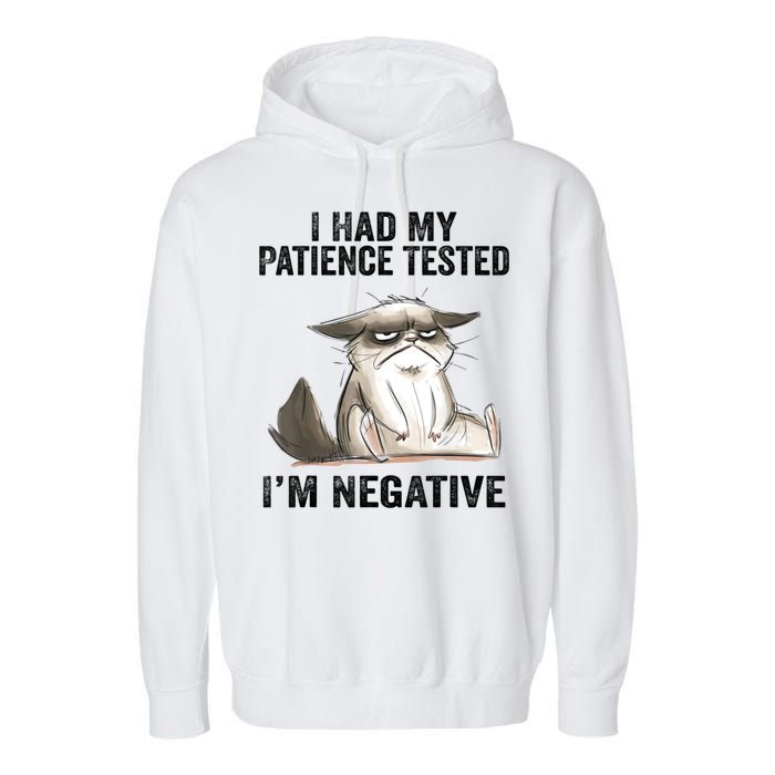 I Had My Patience Tested I'm Negative Cat Funny Sarcasm Garment-Dyed Fleece Hoodie