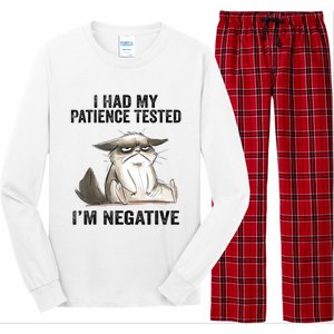 I Had My Patience Tested I'm Negative Cat Funny Sarcasm Long Sleeve Pajama Set