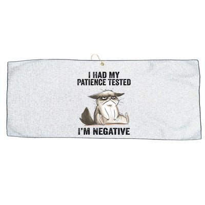 I Had My Patience Tested I'm Negative Cat Funny Sarcasm Large Microfiber Waffle Golf Towel