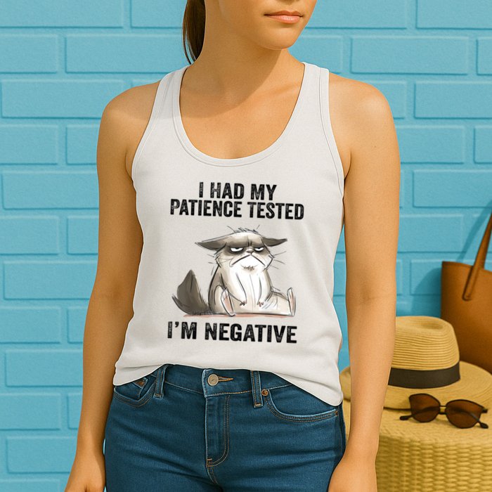 I Had My Patience Tested I'm Negative Cat Funny Sarcasm Womens Tank Top
