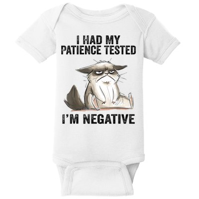 I Had My Patience Tested I'm Negative Cat Funny Sarcasm Baby Bodysuit