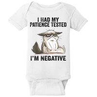 I Had My Patience Tested I'm Negative Cat Funny Sarcasm Baby Bodysuit