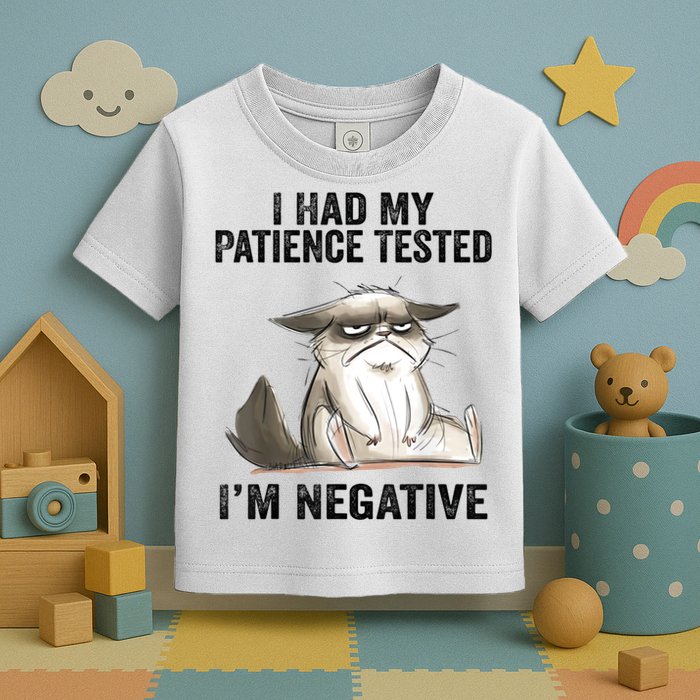 I Had My Patience Tested I'm Negative Cat Funny Sarcasm Toddler T-Shirt