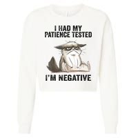 I Had My Patience Tested I'm Negative Cat Funny Sarcasm Cropped Pullover Crew