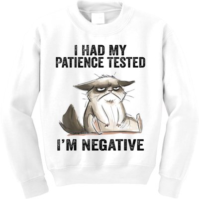 I Had My Patience Tested I'm Negative Cat Funny Sarcasm Kids Sweatshirt