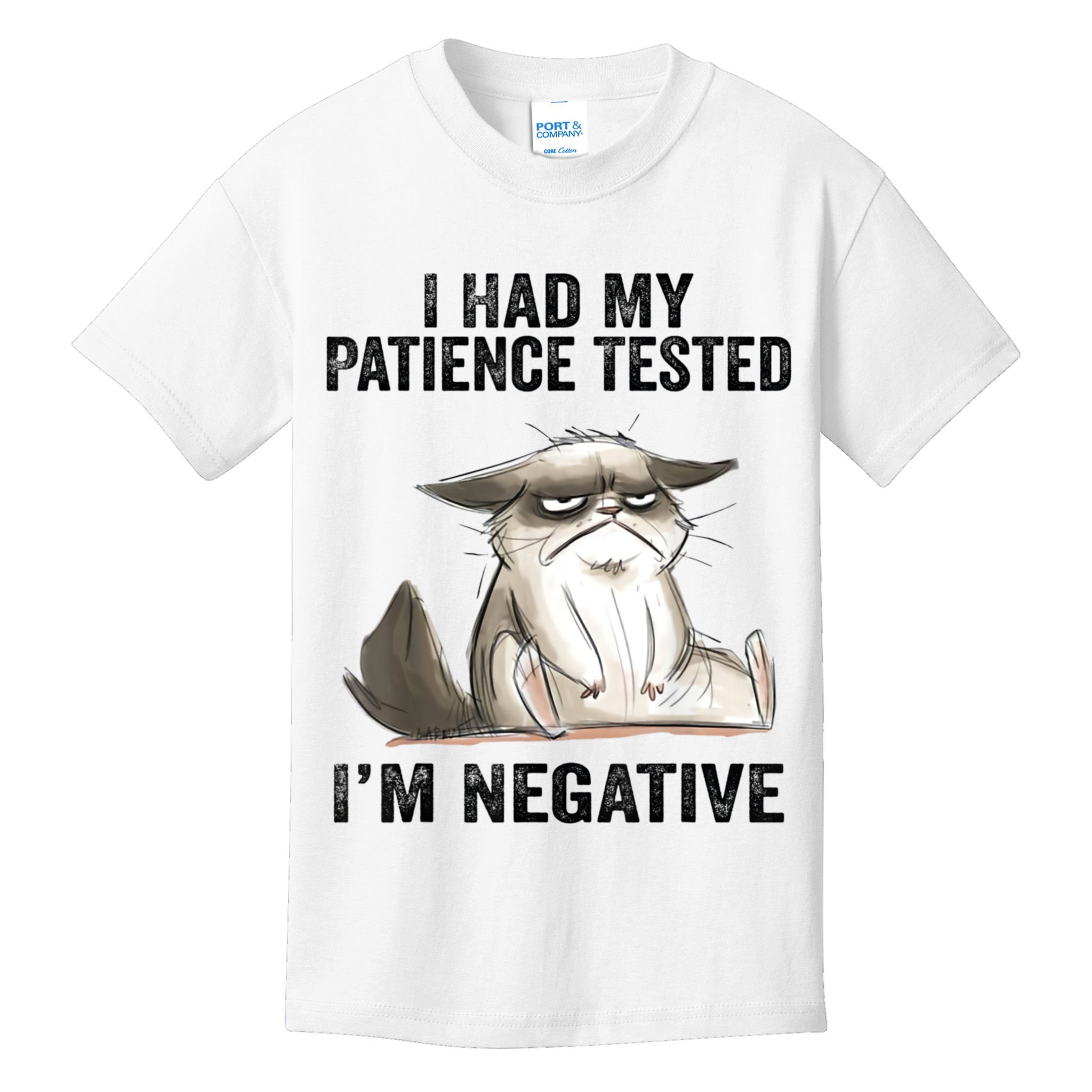 I Had My Patience Tested I'm Negative Cat Funny Sarcasm Kids T-Shirt