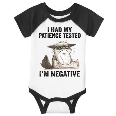 I Had My Patience Tested I'm Negative Cat Funny Sarcasm Infant Baby Jersey Bodysuit