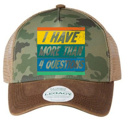 I Have More Than 4 Questions Passover Vintage Legacy Tie Dye Trucker Hat