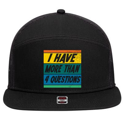 I Have More Than 4 Questions Passover Vintage 7 Panel Mesh Trucker Snapback Hat