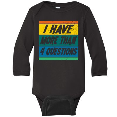 I Have More Than 4 Questions Passover Vintage Baby Long Sleeve Bodysuit