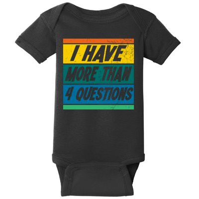 I Have More Than 4 Questions Passover Vintage Baby Bodysuit