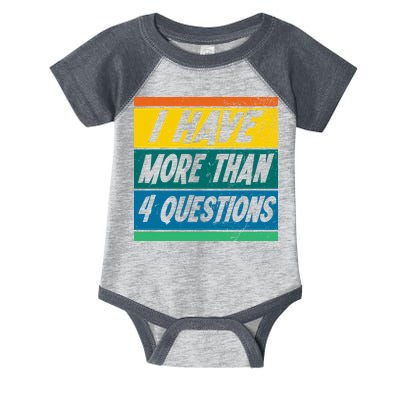 I Have More Than 4 Questions Passover Vintage Infant Baby Jersey Bodysuit