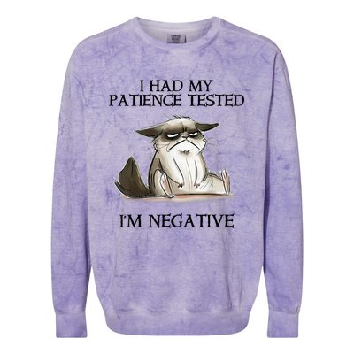 I Had My Patience Tested I'm Negative Cat Funny Colorblast Crewneck Sweatshirt