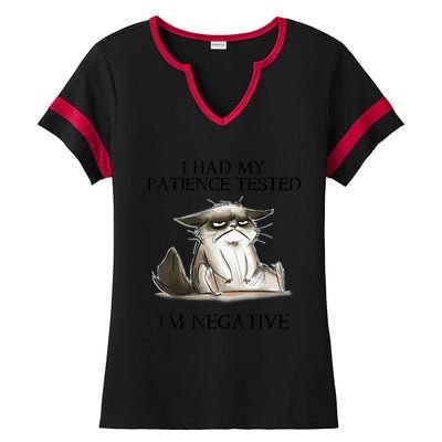 I Had My Patience Tested I'm Negative Cat Funny Ladies Halftime Notch Neck Tee