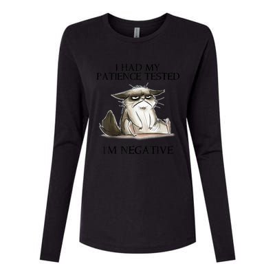 I Had My Patience Tested I'm Negative Cat Funny Womens Cotton Relaxed Long Sleeve T-Shirt